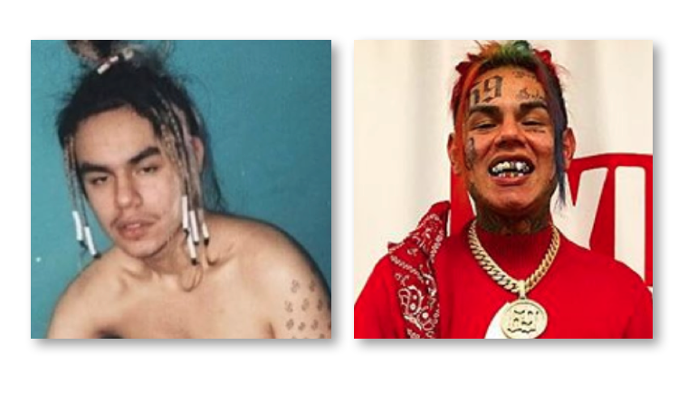 6IX9INE Before And After - Tattoos, Rainbow Hair (Pictures) - Empire BBK